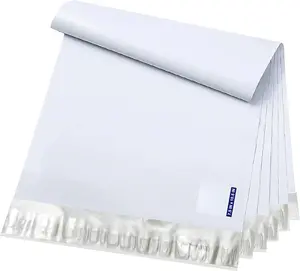 100 pcs 7.5x10.5 Inches White x Silver Poly Mailers Shipping Envelopes, Strong Adhesive Sealing, Waterproof, and Tear-resistant Postal Mailing Bags for Clothing, Books, and Accessories