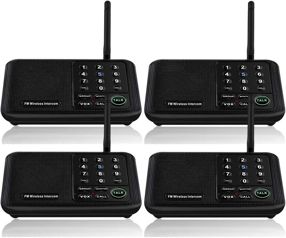 Intercoms  for  5280  Range 10  3 Code,  Intercom System for  House Business Office, Room to Room Intercom,  Communication System (4 Units Set, Black)