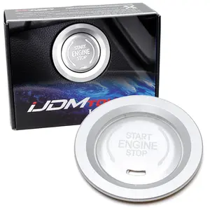 iJDMTOY Silver Engine Start/Stop Push Start Button Decoration Cover & Surrounding Ring Trim, For Chevy 2019-up Silverado, Blazer, C8 Corvette Stingray Suburban/Tahoe, Cadillac XT CT