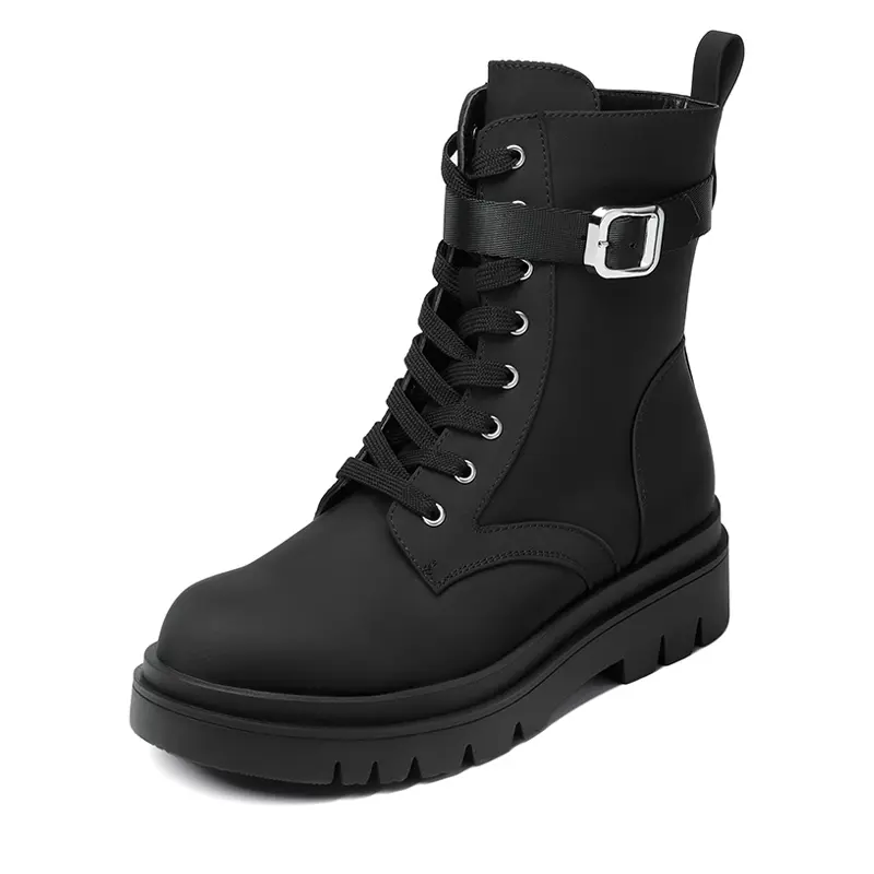 Dream Pairs Women's Combat Boots, Statement Lace-Up Platform with a Comfortable Block Heel, Side Zipper and Water-Resistant Fabric Upper, Footwear, Chunky, Comfortable Heels, Sporty Chic, Statement Shoes, Combat Look, Round Toe, Mid-Calf, Design, Alt Outf