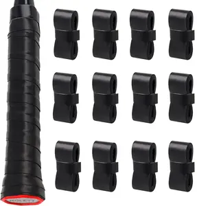 12-Pack Tennis Racket Grip Tape Set, Pre-Cut Anti-Slip PU Material, Absorbent & Dry Feel, Comfortable Overgrip for Tennis Pickleball Badminton, Easy Application, Black, 47.3" x 0.94" x 0.03" - Hand