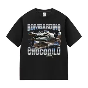 Streetwear Graphic T-Shirt with "Bombardino Crocodilo" Meme - Soft 100% Cotton, Stylish Breathable Short Sleeve Unisex Fit