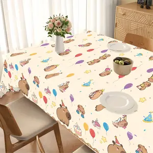Kapybara Theme Rectangular Disposable Tablecloth, Outdoor Picnic Table Cover, Oil proof, Decorative Polyethylene, Suitable for Birthday Parties, Weddings, Camping and Catering, Baby showers, Christmas, Halloween