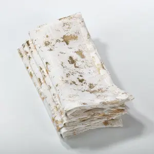 212 MAIN 15x72 in. Rectangle Polyester Table Runner - Kitchen Linen with Gold Foil Print, Glitz and Metallic Glamour