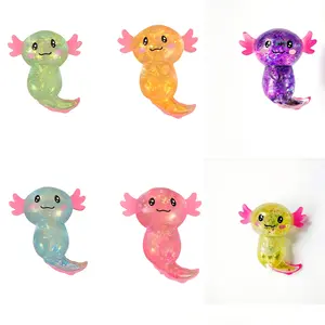 2026 New Axolotl Squishy Stress Relief Toy Glitter Fidget Toys Cute Malt Sugar Axolotl Toy Fidget Toys Adults Fidget Toy for Kids Youth Adult Party Favors Anxiety Relief Squishy Toys