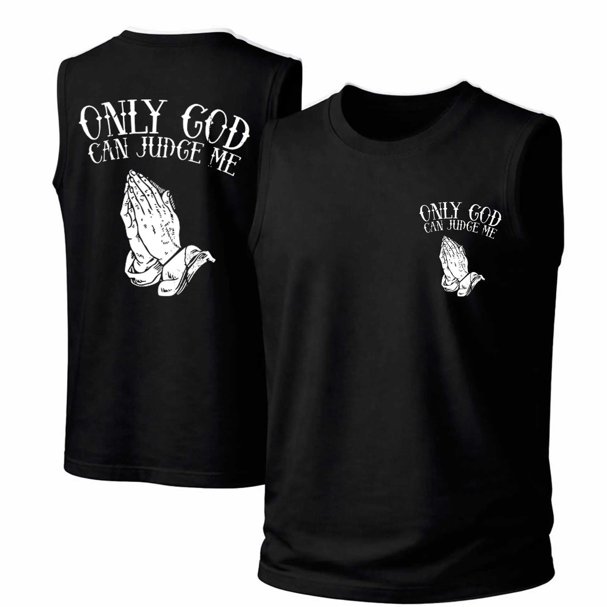 Men's Cotton Sleeveless Tank Top -Only God Printed Style. This Is A Casual Item Suitable For Both Men And Women, Especially Perfect For Spring And Summer; The Cool Print And Classic Crew Neck Cut