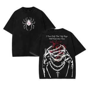 90s Hunter x Hunter Kurapika Chain of Judgmente Anime Subtle Graphic T-shirt, Retro Dark Fantasy Acid Washed Manga Men's shirt, Unisex Loose-fit Cotton vacation summer clothes