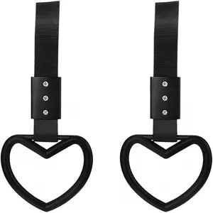 2PCS Heart-Shaped Car Handle Straps, Auto GRAP Handle Warning Pull Ring, Heart Decor for Car, SUV, Subway, Bus