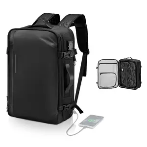 fathersdaygift VEVOR Vacuum Travel Backpack, 65L, Expandable Vacuum Seal Compression Travel Backpack, with TSA-Approved Lock, Multiple Pockets Compartments, Water-Resistant Carry-On Suitcase Luggage, No Pump, Black