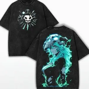 BLEACH Nelliel Tu Odelschwanck Printed Tee Graphic Washed T-shirt Men Cotton Tops Vintage Manga T Shirt Harajuku Casual T Shirt, Oversize Shirt, Vintage Outfit, Gift for fan, Y2k Styles B26