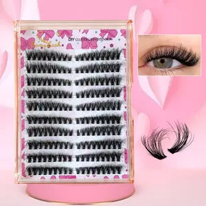 40D Light Volume cluster False Eyelash,DIY Individual Cat Eye Lash for Daily Eye Makeup At Home 3D Cluster Lash for New Beginner or Professinal Use Eyelash Extensions, Fluffy Eyelashes Cluster