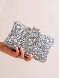 Summer 2024 Rhinestone Decor Evening Clutch Purse, Fashionable Removable Chain Strap Bag for Women