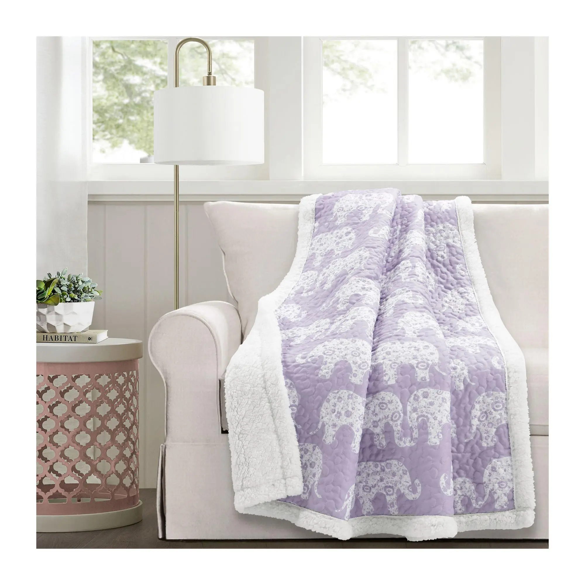Lush Decor Elephant Parade Sherpa Throw Blanket