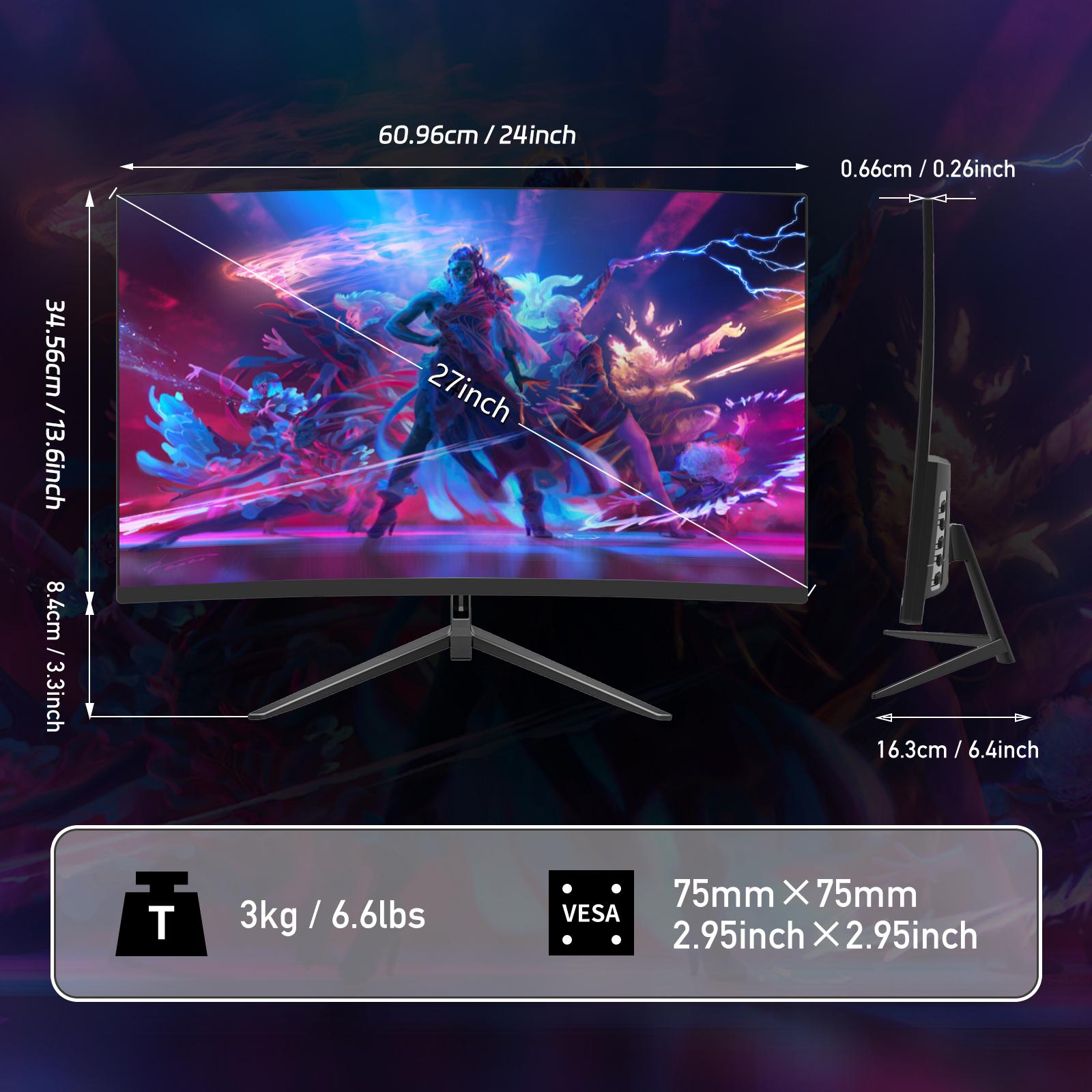 27-inch 2K QHD Curved Gaming Monitor- 144Hz, 1ms, 100% sRGB, Adaptive-Sync, HDMI/DisplayPort, Black, Model 27RF142 27-inch 2K QHD Curved Gaming Monitor- 144Hz, 1ms, 100% sRGB, Adaptive-Sync, HDMI/DisplayPort, Black, Model 27RF142