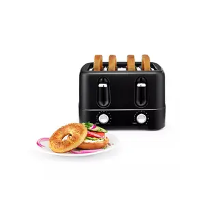 4-Slice Toaster: Gray, 1480W, Plastic, Spot Clean, 11.02" Width