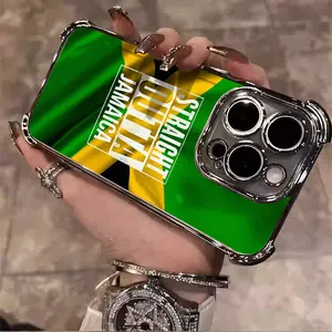 Jamaican Flag Pattern  Street culture memes Suitable for Aesthetic Electroplated TPU Casing For iphone 17 16 15 14 13 12 11 PRO PLUS MAX AIR Samsung S26 Four Corners Anti-Fall Transparent Casual Soft Silicone beautiful premium Phone Cases L1841