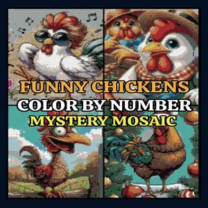 Funny Chicken Mystery Mosaics: 50 Color by Number Pixel Art Puzzles for Adults & Kids | Laugh, Color & Relax! coloring book
