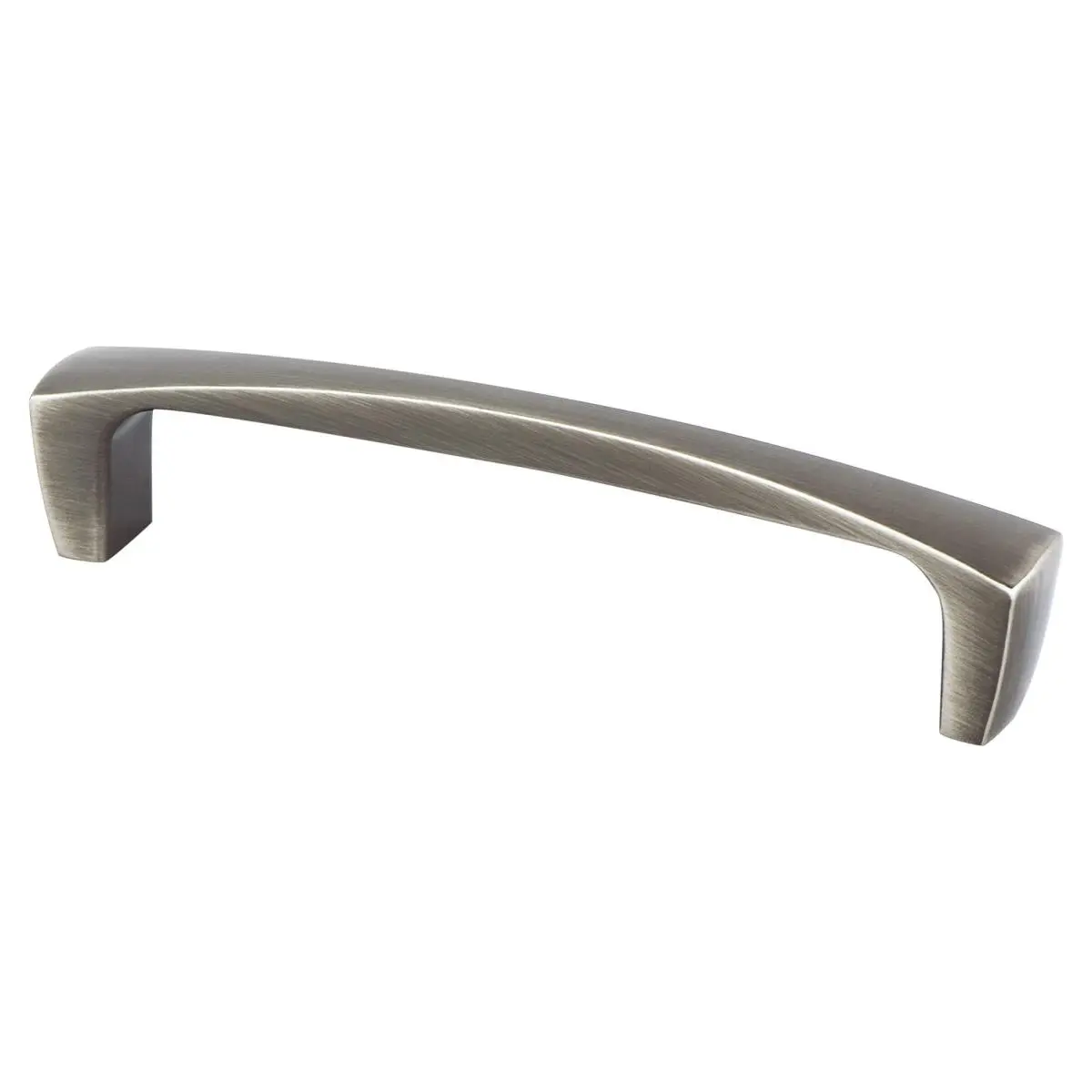Berenson Aspire Contemporary Metal Pull Door Handle - 128 mm CC, 1-1/4 in., 11/16 in. (17.5 mm), 5-7/16 in., Curved Edges, Curves and Straight Lines, Brushed Tin Finish, Zinc Base Door Hardware, Pull Handle