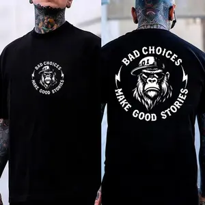 BAD CHOICES MAKE GOOD STORIES Chimpanzee Print Men's T-shirt