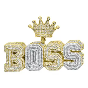 BOSS 3D Effect Baguette CZ Hip Hop Iced Out Pendant