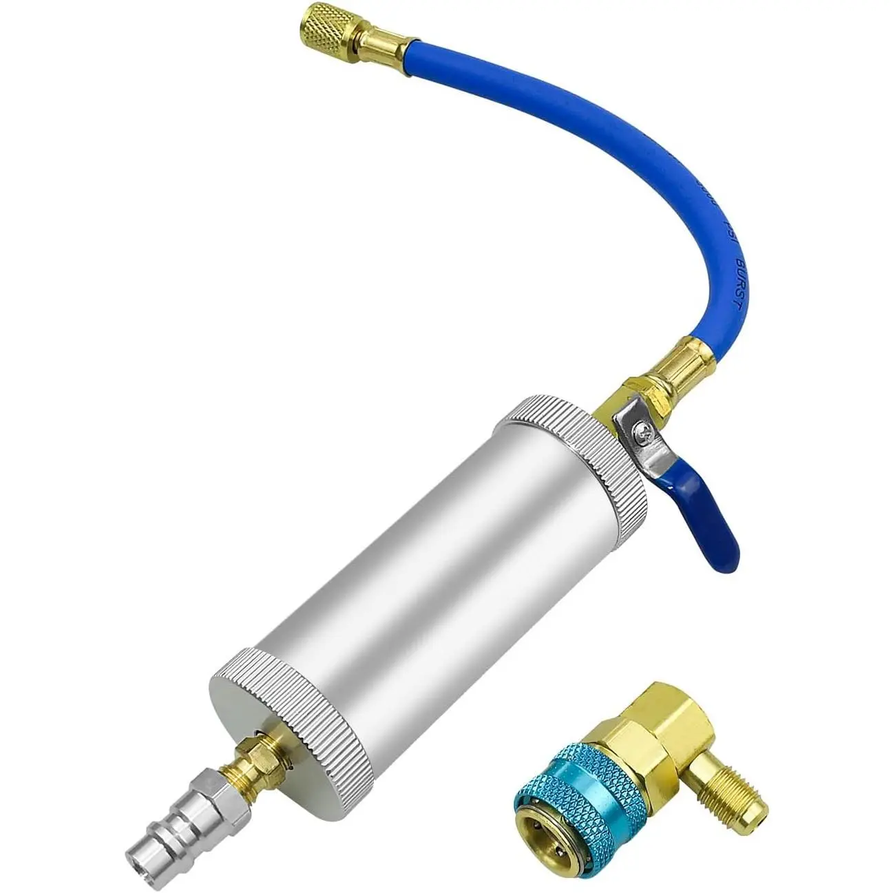 GJANSH AC Oil Dye Injector, R134A Compressor Oil Injector Kit with Snap Quick Coupler, 2 OZ A/C Injection Air Conditioning HVAC Tool with 1/4" SAE Male and Female for R134a R12 R22 Refrigerant System