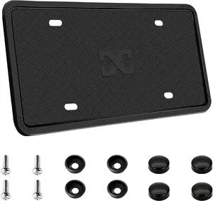 Silicone License Plate Frame Rust Proof, Rattle Proof, Weather Proof Universal License Plate Holder for Front Or Rear, Street Legal, No Obstruction - Black
