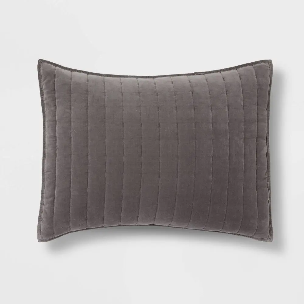 Threshold Channel Stitch Velvet Quilt Sham, 6" Envelope Close, Channel Stitch Look Bedding Pillowcase Accessory