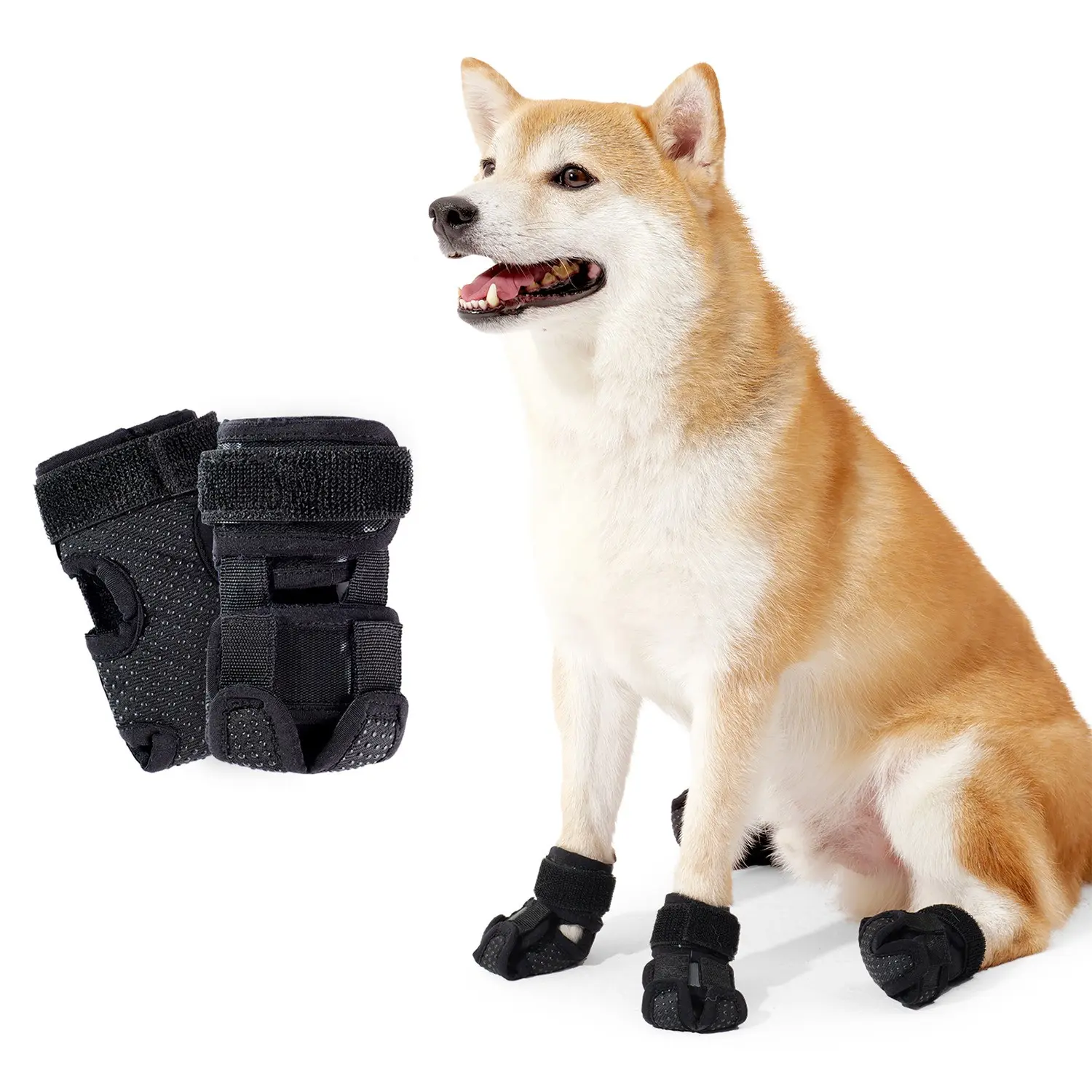 Two-pack summer dog shoes, Outdoor, wear-resistant, anti-slip, noise-reducing, toe-frostbite-preventing, lick-proof, breathable dog shoe covers for home use