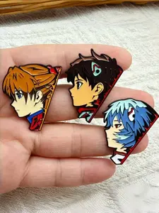 Creative Japanese Anime Neon Genesis Evangelion Pin Cartoon Asuka Langley Soryu & Rei Ayanami Metal Badge, Lapel Pins, Lapel Brooch, Anime Collectible Jewelry, Durable Metal Pins