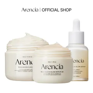[Arencia Official] Rice Glow & Nourishing Trio - Glow Recovery Routine with Rice Mucin Face Cleanser, Glow Serum, and Overnight Serum for Radiant Skin