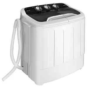 COSTWAY Portable Washing Machine, 13/20/22/26lbs Mini Twin Tub Washing Machine w/Drain Pump, Semi Automatic Compact Washer & Sipnner, Portable Washer Dryer Combo for Apartments Dorms RV Camping