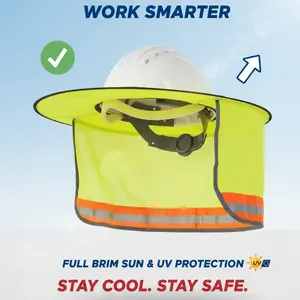 Hard Hat Sunshield - Upgrade Full Brim Neck Sunshade Cover with Reflective Strip for Hardhats Outdoor Protection detachable sun hat