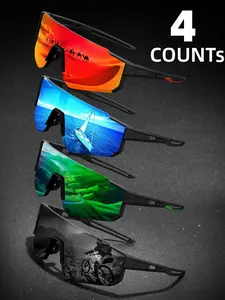 Unisex Sporty One-piece Flat Top Design Cycling Sunglasses, Outdoor Cycling Eyewear, Trendy Casual Mirror Sunglasses for Outdoor Activities, Fashion Accessories for Outdoor Activities, Mountain Bike Glasses
