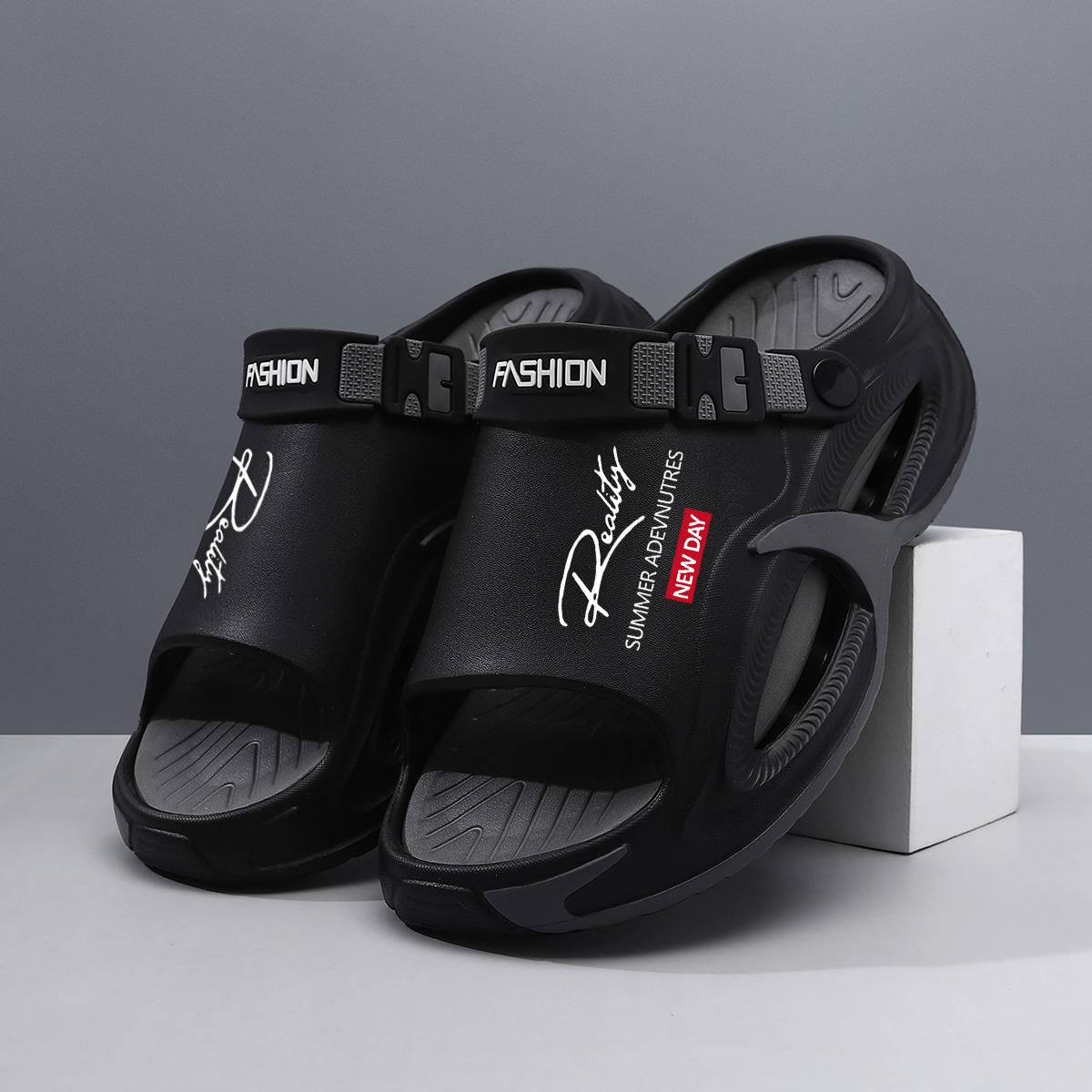 Men's EVA Slide Sandals - Thick Sole, Lightweight Cushioned Walking Shoes, Eva Upper, Waterproof, Slip-Resistant, Breathable, Flexible, Modest Ankle, Easy Slip-On, Casual Street Footwear for Summer Beach, Outdoor Wear, Indoors