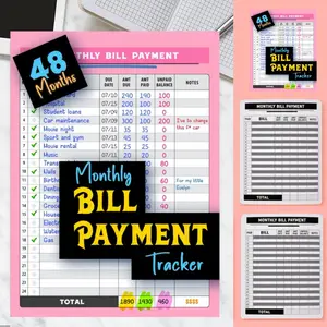 Bill Payment Tracker - Paperback 960 Records for 4 Years, Bank Account Tracking, Debt Payoff Planning & Expense Tracking - Durable Bound Notebook for Monthly Financial Overview & Budgeting daily planner,Summervibes