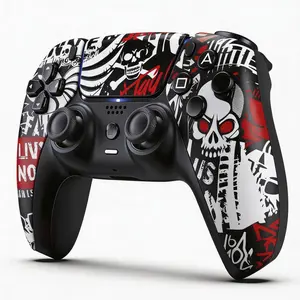 Wireless Game Controller for PS-5, Dual Vibration, Turbo Function, 6-Axis Motion Control Gamepad, Black and White