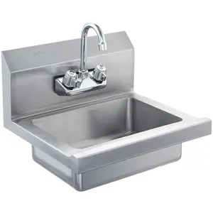 【Summervibes】VEVOR Commercial Hand Sink with Faucet, NSF Stainless Steel Sink for Washing, Small Hand Washing Sink, Wall Mount Hand Basin, Utility Sink for Restaurant, Kitchen, Bar, Garage and Home, 17 x 12.8 inch