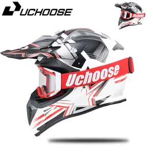 Motorcycle Off-Road Full Face Helmet, Motocross Helmet, Versatile for Mountain Bikes and Scooters, Detachable Visor Included, Comes with Protective Goggles