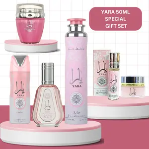 Lattafa Yara Collection Luxury Fragrance & Scented Daily Body Care Set - 200ml Deodorant, 45ml Hand & Body Lotion, 300ml Air Freshener, 50ml Spray Perfume, 10ml Oil Perfume, 20g Mukhamaria Jamid Aroma Product
