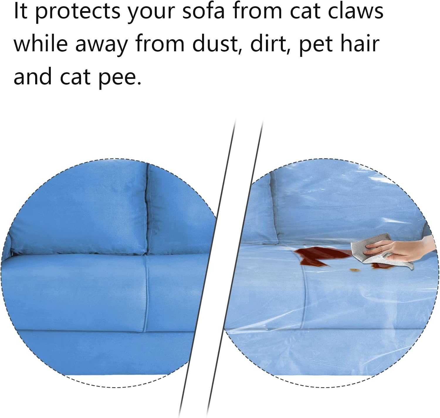 Plastic Couch Cover for Furniture Clear Thicker Plastic Sofa Cover Moving Anti-Scratch Couch Protector for Cats Vinyl Slipcover Heavy Duty Waterproof Couch Covers