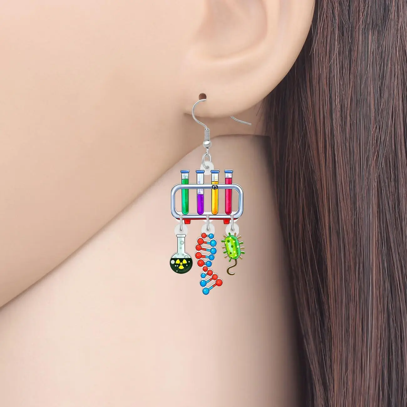 Acrylic Colorful Science Laboratory Microscope Teacher Dangle Earrings for Women Biology Chemistry Teacher Appreciation Jewelry Gifts for Back to school