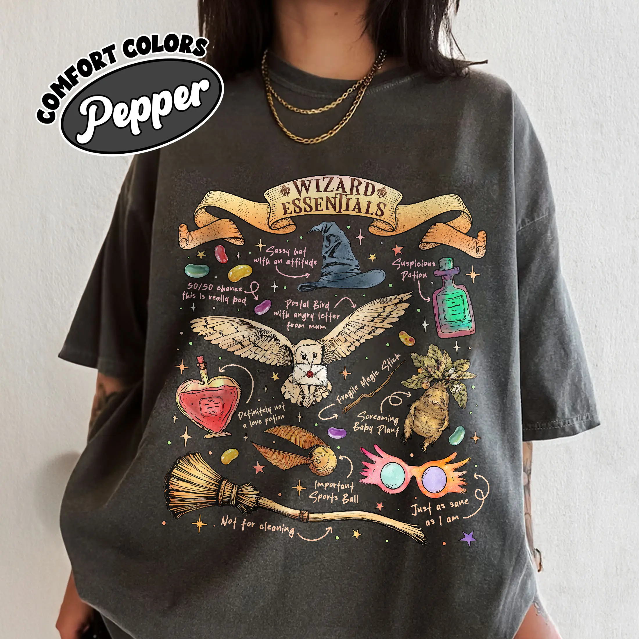 Wizard Essentials Comfort Colors Shirt, Wizarding World TShirt For Fan, Halloween Fall Season Tee, Gift For Book Lover halloween shirt