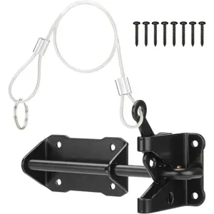 Heavy Duty Automatic Gate Latch for Wooden Fence with  Pull, 7-1/2" Self-Locking Gravity Lever Door  Latches Hardware for Metal Gates, Vinyl Fence, Outdoor Garden, Pool, Black