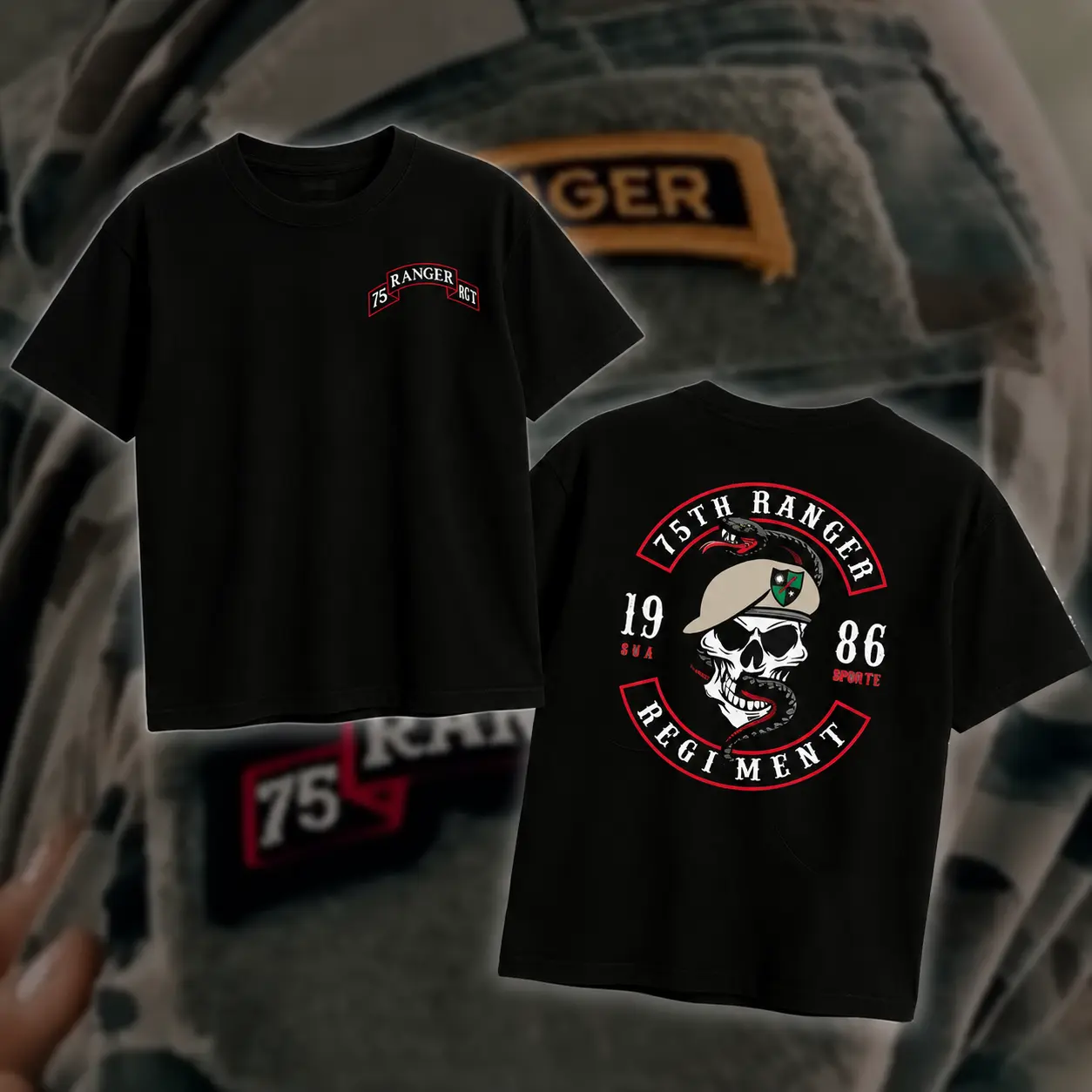 75th Ranger Regiment T-Shirt/Hoodie – Rangers Lead The Way Sua Sponte Fort Benning Military Tee, Army Veteran Patriotic Gift Est 1984