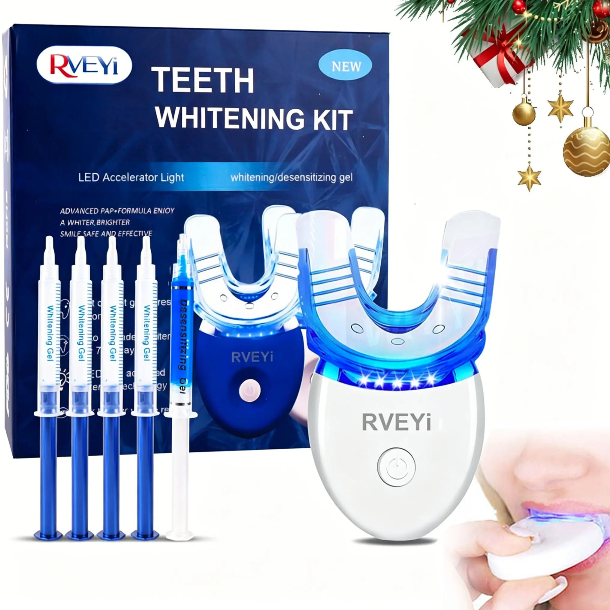 LED Teeth Brightening Kit, 1 Set Teeth Tool Kit with Pap Gel, Safe Enamel for Oral Care, New Model Wt05, Lithium Button Cell Batteries Included