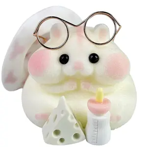 BX-SRD17 Taba Squishy Hamster Toy, Cute Squishy Hamster Fidget Toy, Realistic Hamster Toy, Soft Silicone Mochi Furry Toy, Stress Relief Gift for Adults & Kids, Sensory Anxiety Plushie (White)