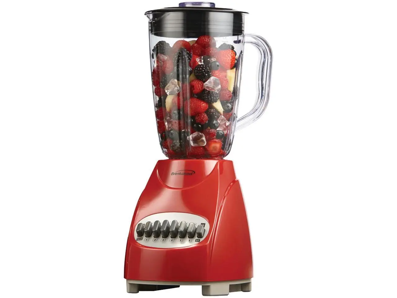 Brentwood JB-920R 12-Speed + Pulse Blender with Glass Jar, Red