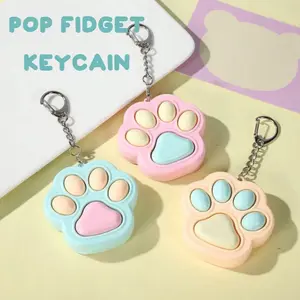 Cat Paw Shape Keychain Toy Set, Mini Clicky Sensory Toy, Relieve Adult Anxiety and Stress, 1/3 Pieces, Perfect Gift for Adults, Sensory Fidget Keychain