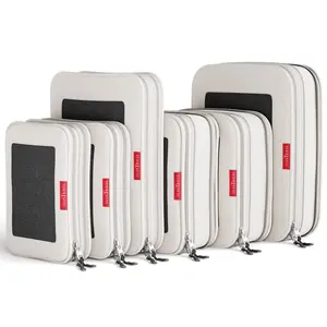 LeanTravel Compression Packing Cubes for Travel Organizers with Double Zipper (1 small piece, Grey)