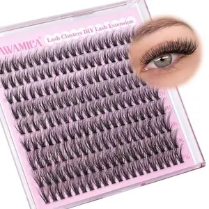 Yawamica Eyelash Clusters Natural Lash Extension 12-16mm Wispy Lash Clusters C Curl Individual Lashes Fluffy Cluster Eyelash Extensions False Eyelashes Clusters DIY Lash for Beginners